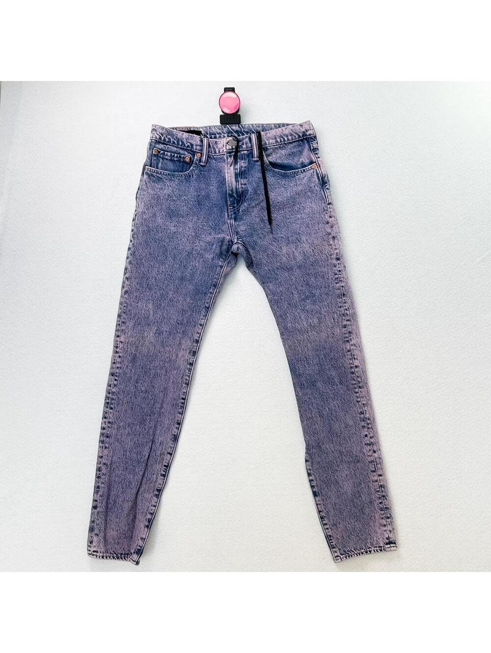 Levi's 512‎ Slim Taper Jeans Acid Wash Blue Pink Stretch Denim Mens 32x34